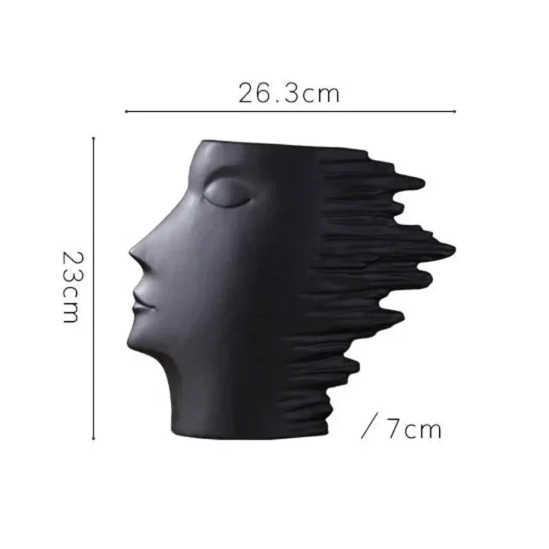 Vaso de Cerâmica Visage Escultura Facial Fosco Nórdico Lenogue