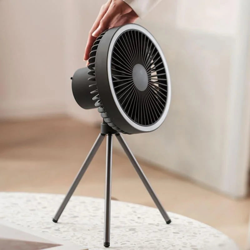 Ventilador Portátil Recarregável Preto com 3 Velocidades para Casa Lenogue Pró Cinza + Bolsa