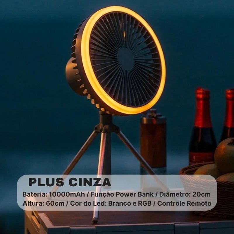 Ventilador Portátil Recarregável Preto com 3 Velocidades para Casa Lenogue Plus Cinza