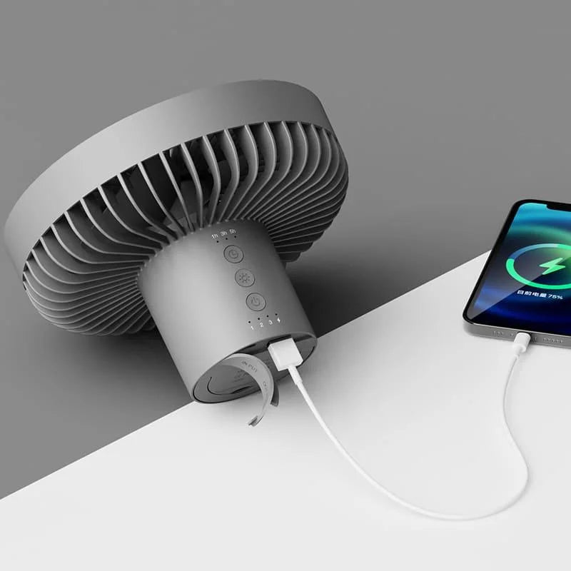 Ventilador Portátil Recarregável Preto com 3 Velocidades para Casa Lenogue
