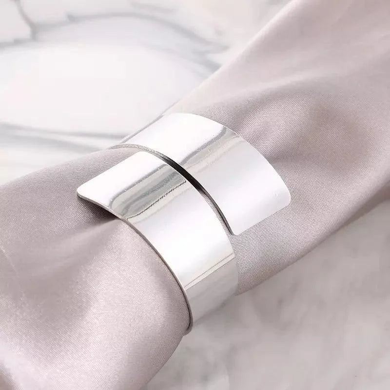 Anéis para Guardanapos de Metal Design Espiral Dourado 6 Peças Lenogue Prata