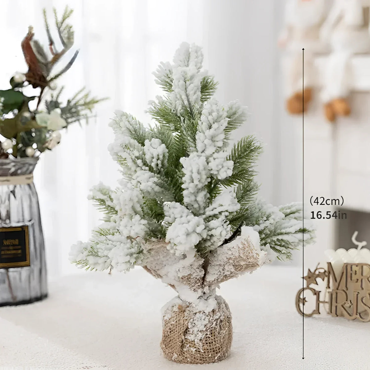 Árvore de Natal Artificial com Neve e Luzes Quentes Mesa Lenogue