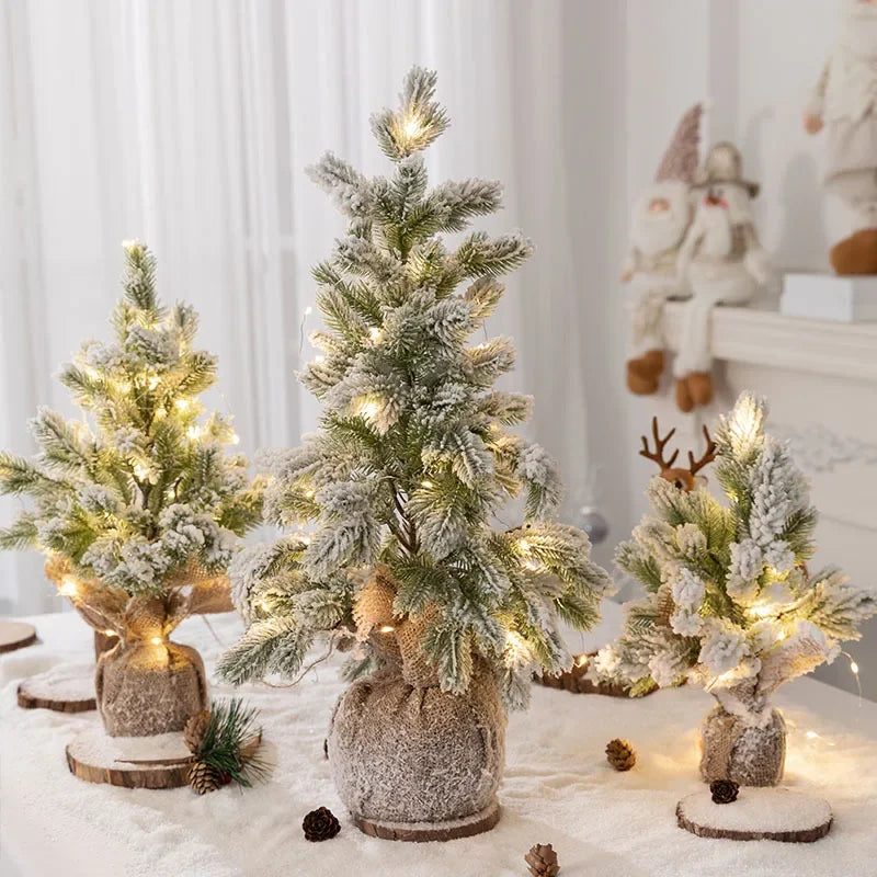 Árvore de Natal Artificial com Neve e Luzes Quentes Mesa Lenogue