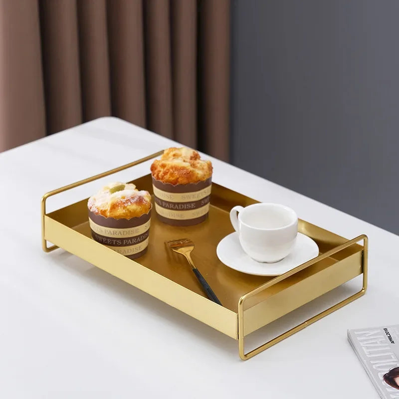 Bandeja Metálica com Tampa para Snacks Joias e Decoração Lenogue Dourado