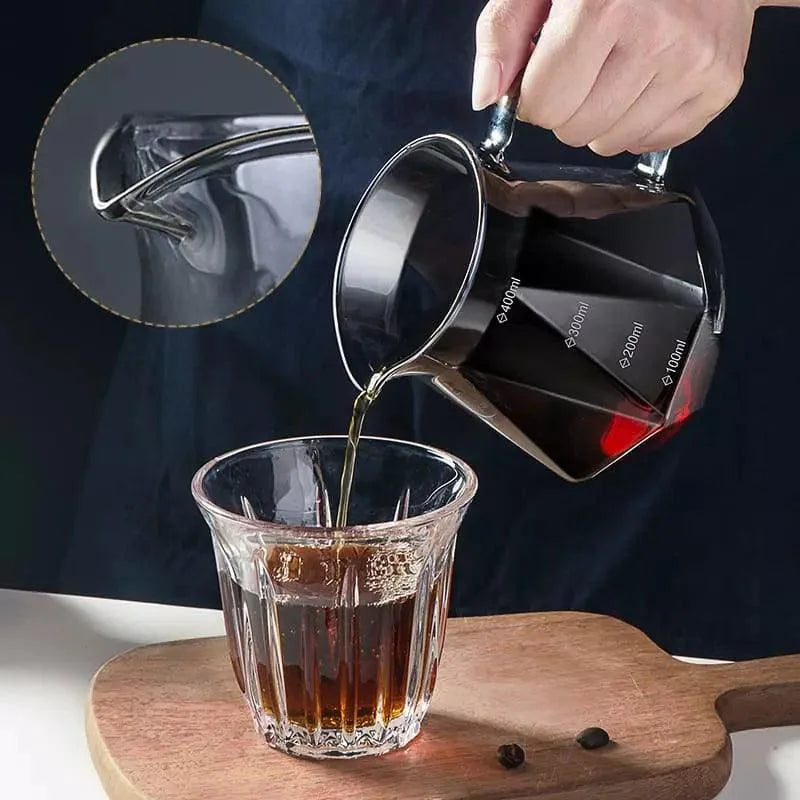 Bule de Café em Vidro Borossilicato com Coador Hario V60 para Preparo Lenogue