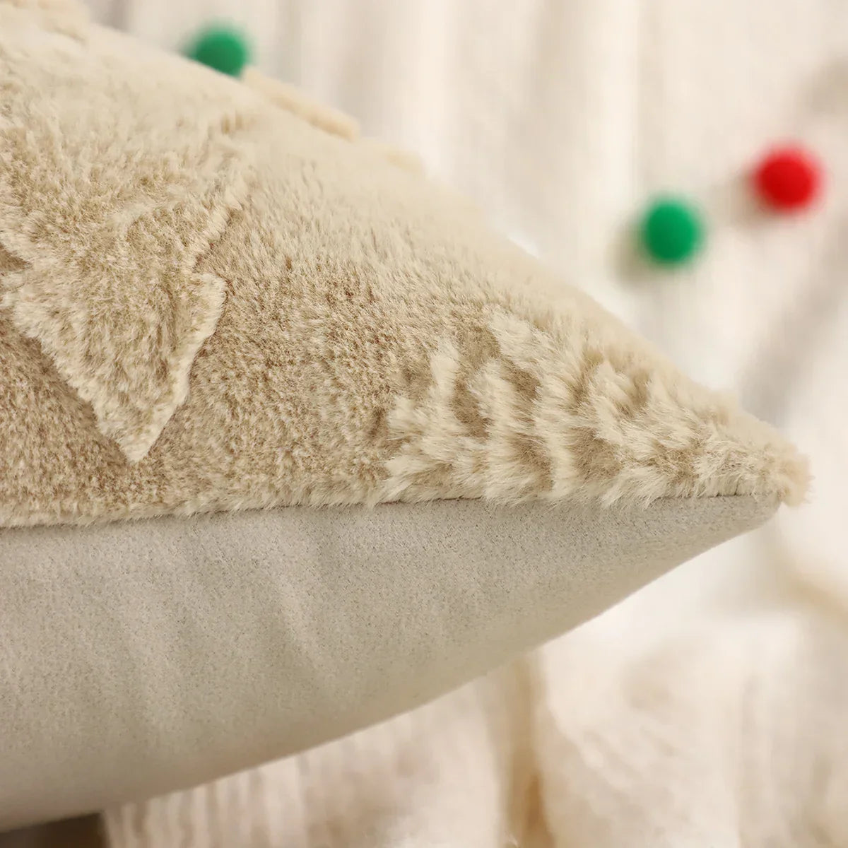 Capa de Almofada Natalina Plush Jacquard Floco Neve Lenogue