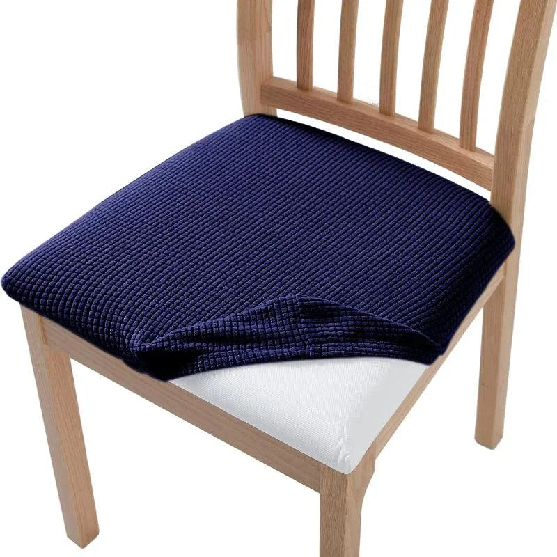 Capa de Assento Cadeira Elástica em Jacquard para Proteção Lenogue Azul Marinho / 1 Peça