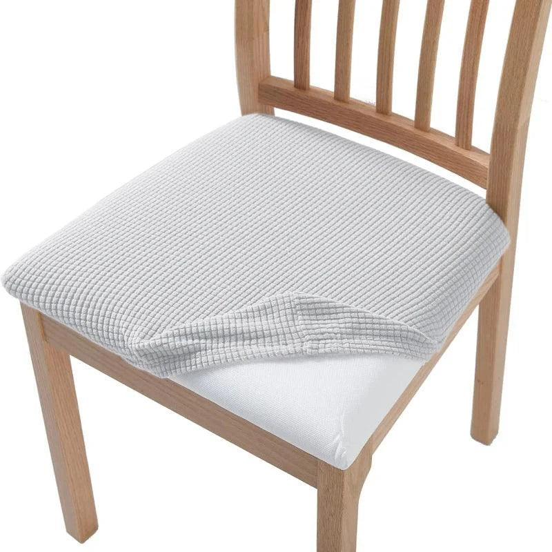 Capa de Assento Cadeira Elástica em Jacquard para Proteção Lenogue Branco / 1 Peça