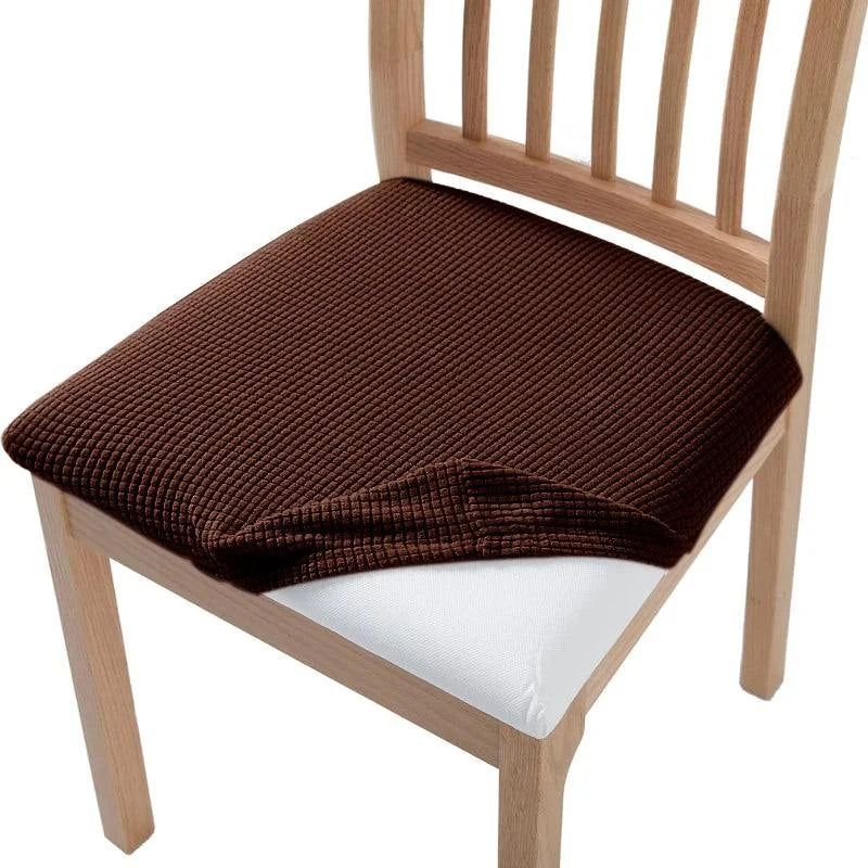 Capa de Assento Cadeira Elástica em Jacquard para Proteção Lenogue Marrom Escuro / 1 Peça