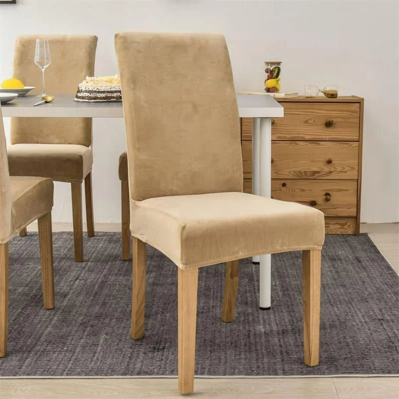 Capa de Cadeira Jantar Suede Premium Impermeável Bege Lenogue 1