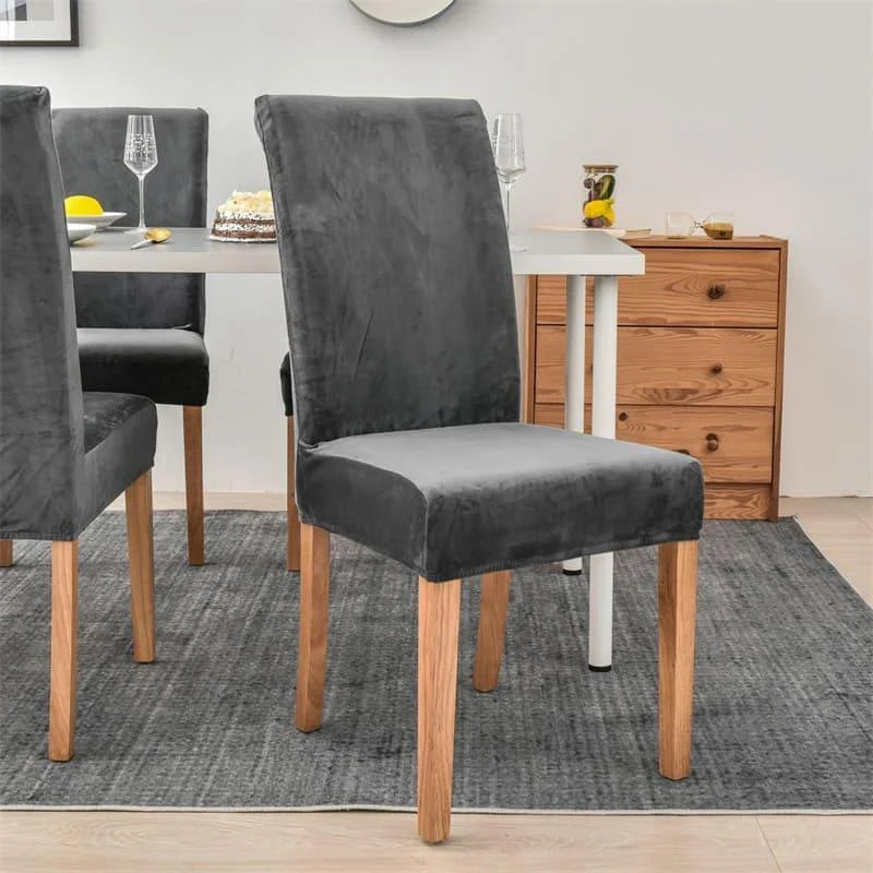 Capa de Cadeira Jantar Suede Premium Impermeável Cinza Escuro Lenogue 1