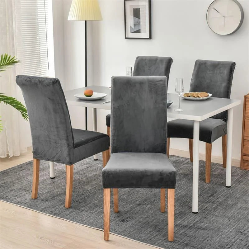 Capa de Cadeira Jantar Suede Premium Impermeável Cinza Escuro Lenogue