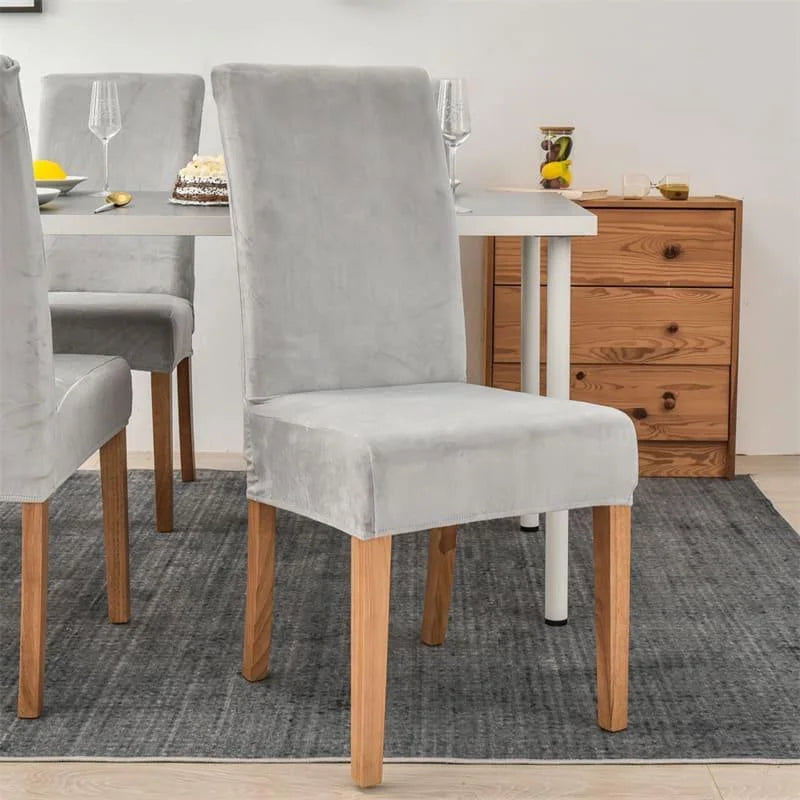 Capa de Cadeira Jantar Suede Premium Impermeável Cinza Lenogue 1