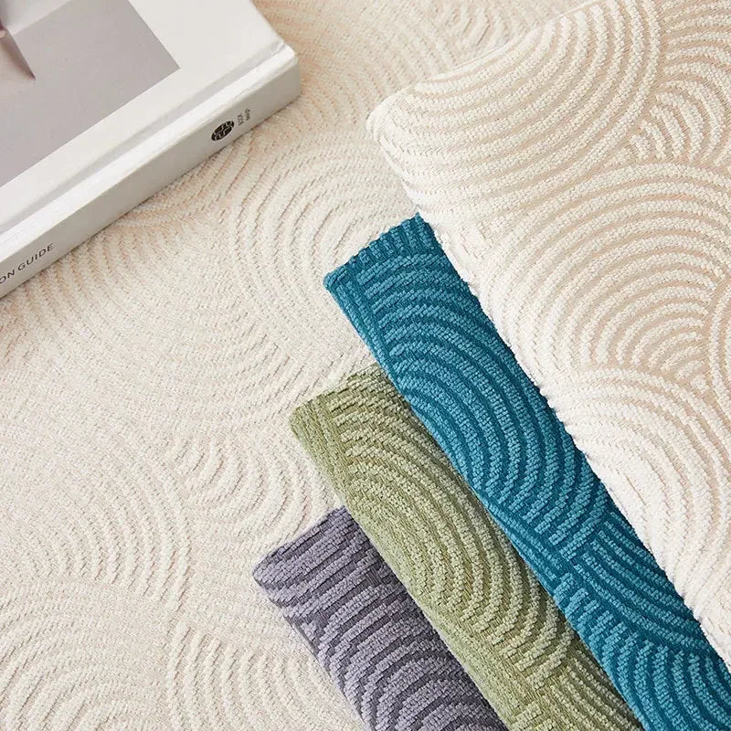 Capa de Sofá Chenille Jacquard Azul Antiderrapante com Relevo Lenogue