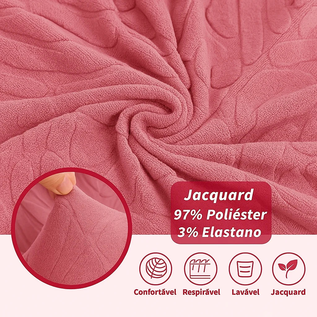 Capa para Cadeira de Jantar Jacquard Premium Rosa Decoração Lenogue 6 Capas