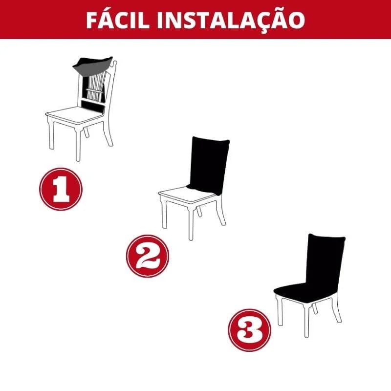 Capa para Cadeira de Jantar Jacquard Premium Rosa Decoração Lenogue 6 Capas