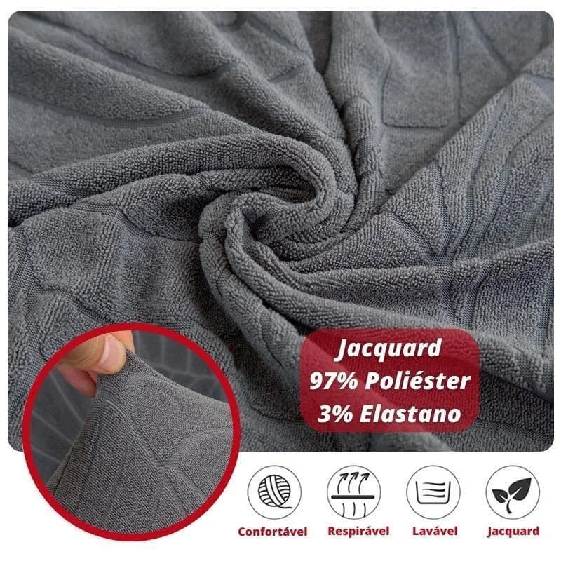 Capa para Sofá Jacquard Antiderrapante e Impermeável Cinza Lenogue