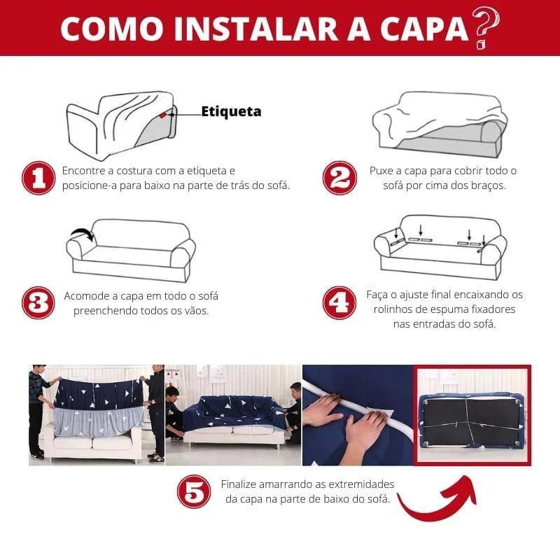 Capa para Sofá Suede Preto Impermeável Sala Lenogue