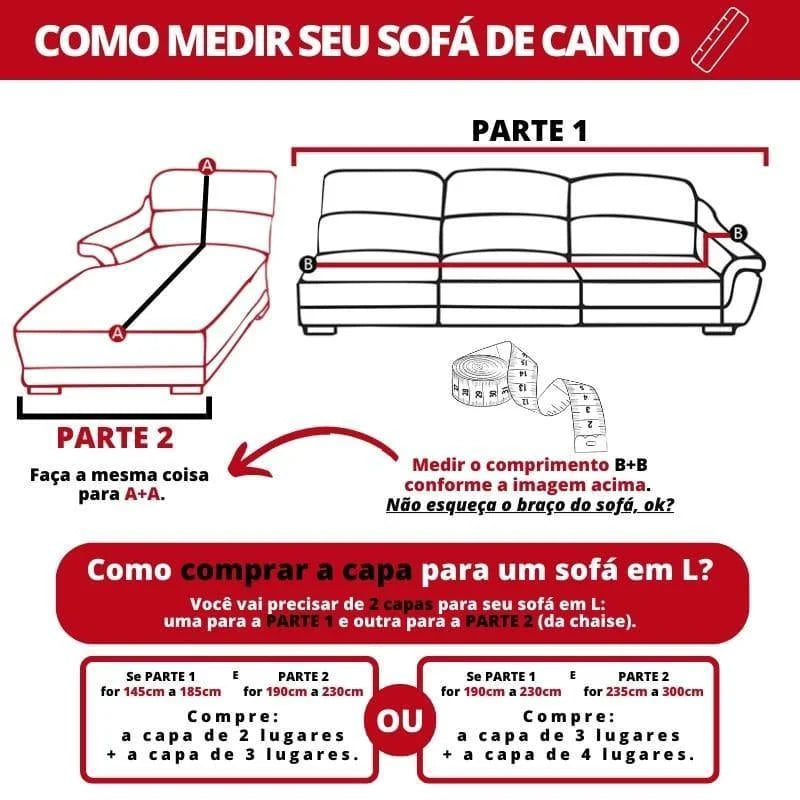 Capa para Sofá Suede Preto Impermeável Sala Lenogue