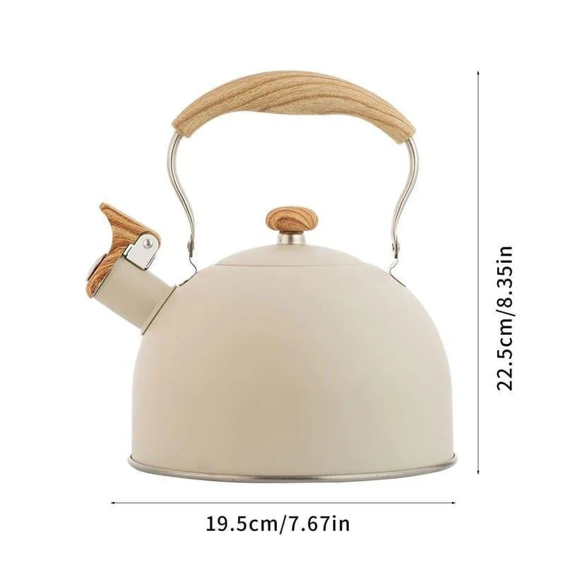 Chaleira Inox com Alça de Madeira e Apito para Fogão 2,5l Lenogue
