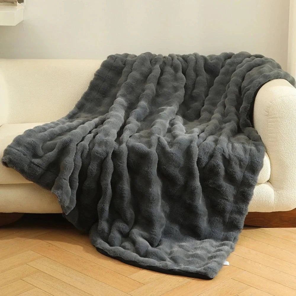 Cobertor de Pelúcia Bege para Decoração Casa Lenogue