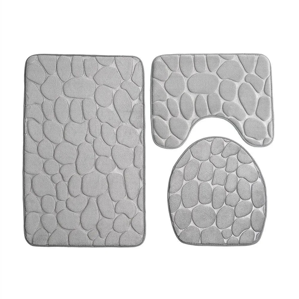 Conjunto de Tapetes Antiderrapantes 3 Peças para Banheiro Absorvente Lenogue