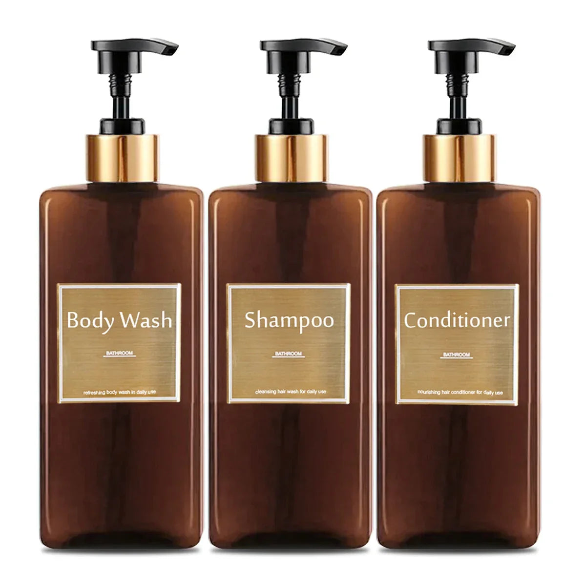 Conjunto Dispenser Refilável para Sabonete e Shampoo Lenogue