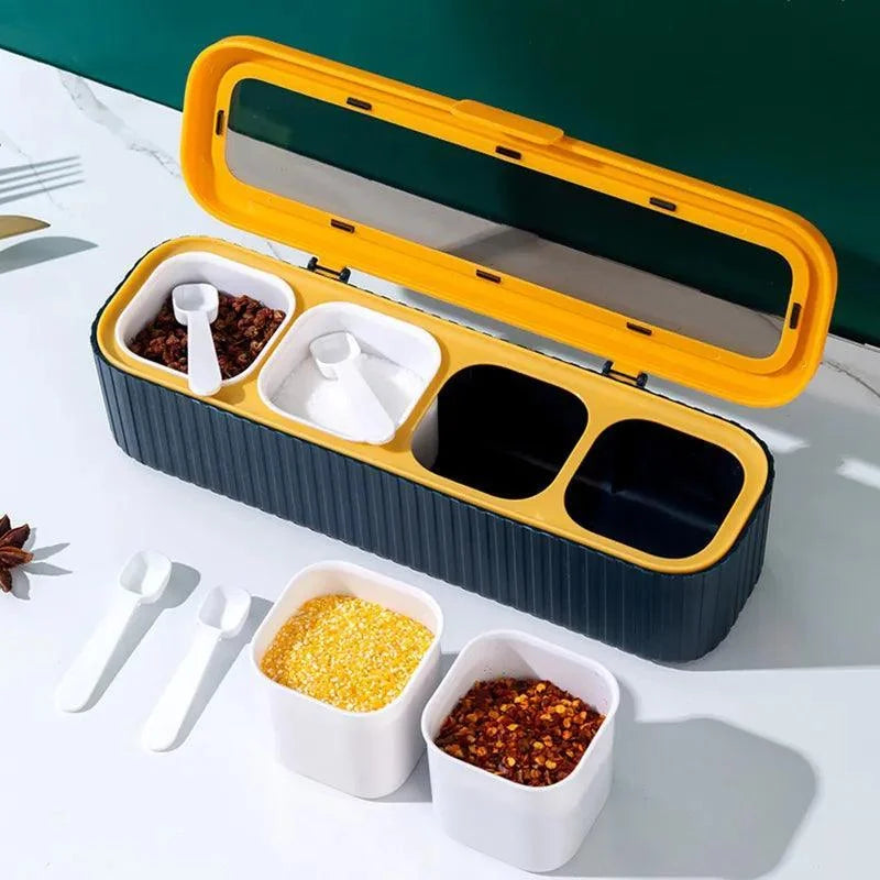 Conjunto Organizador de Temperos com Caixa e Garrafa para Cozinha Lenogue