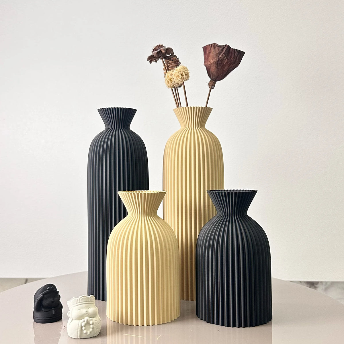 Conjunto Vaso de Arte Élégance Design Ondulado Lenogue