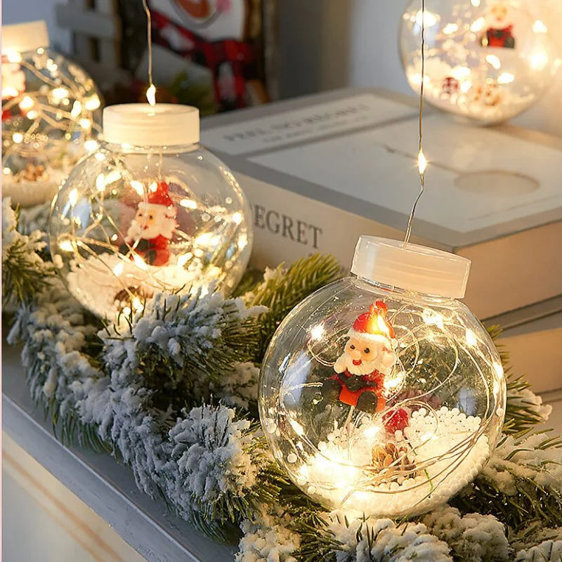 Cordão de Luzes Led Decorativas para Natal com Bolinhas Festivas Lenogue Papai Noel / Luz Amarela