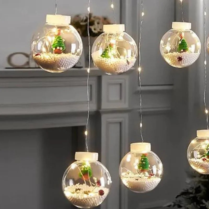 Cordão de Luzes Led Decorativas para Natal com Bolinhas Festivas Lenogue árvore / Luz Amarela