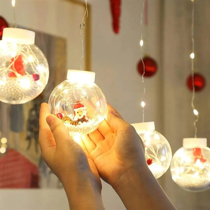 Cordão de Luzes Led Decorativas para Natal com Bolinhas Festivas Lenogue