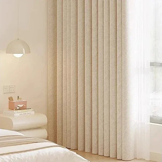 Cortina Chenille com Isolamento Térmico e Proteção Solar Lenogue Bege / 100 x 180 Cm