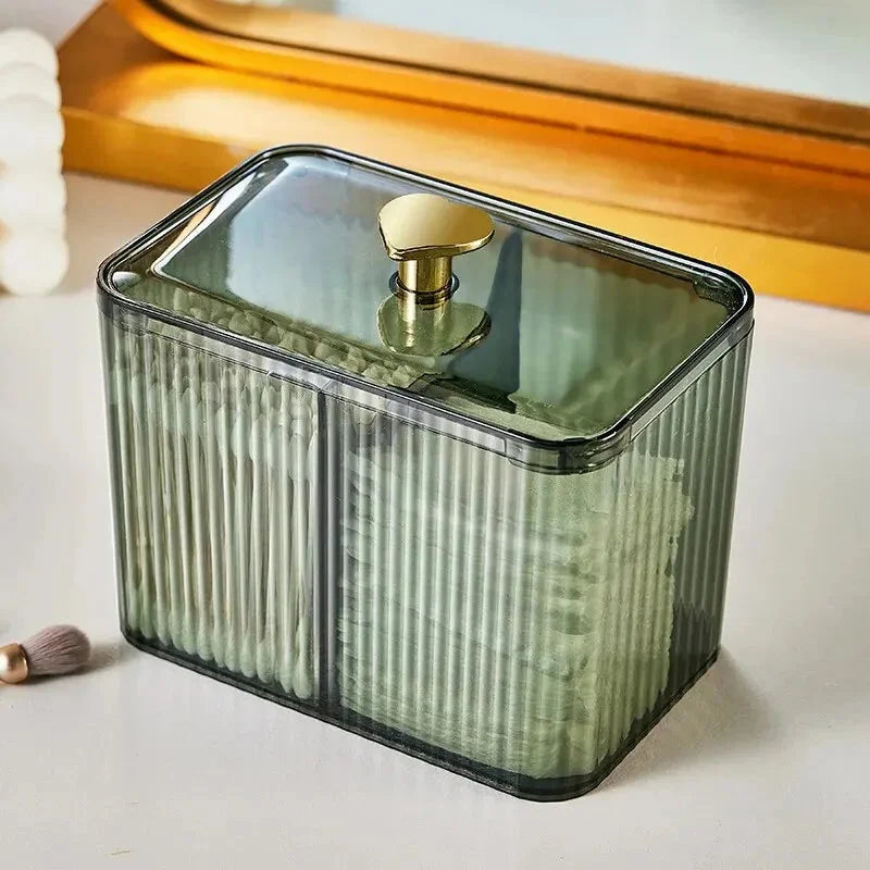 Dispensador Acrílico com Divisórias para Cotonetes Lenogue Verde