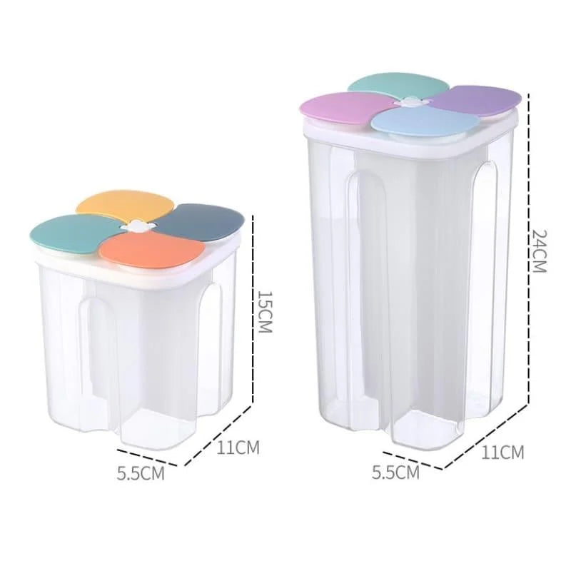 Dispensador de Alimentos e Cereais com 4 Divisórias para Cozinha Lenogue