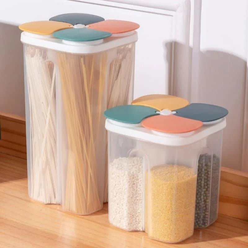Dispensador de Alimentos e Cereais com 4 Divisórias para Cozinha Lenogue