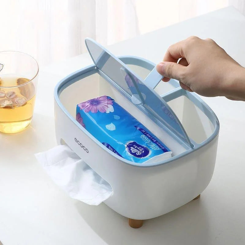 Dispenser Porta Lenço e Papel com Compartimento Multifuncional para Banheiro Lenogue