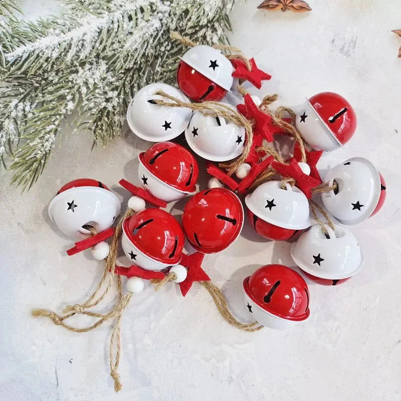 Enfeites de Natal Metal com Sinos e Flocos Neve Lenogue Estrela / 12 Peças (40 Mm)