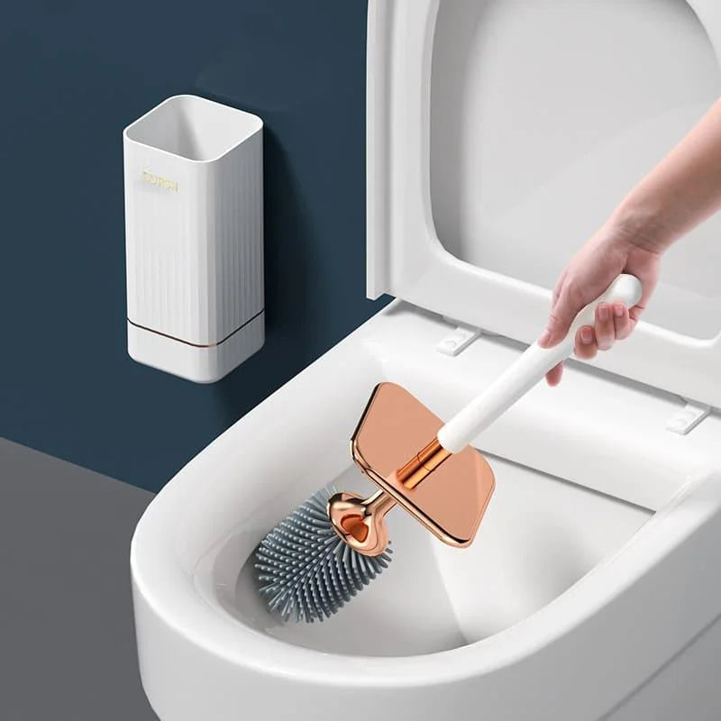 Escova Sanitária de Silicone com Suporte e Cerdas Flexíveis Lenogue