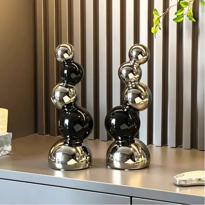 Escultura Abstrata Esférica em Cerâmica Geométrica para Sala e Escritório Lenogue