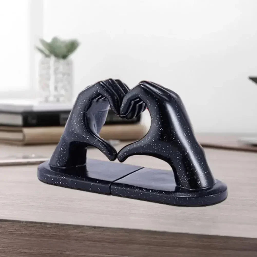 Escultura Apoio de Livros Mãos Douradas para Sala e Quarto Lenogue Preto