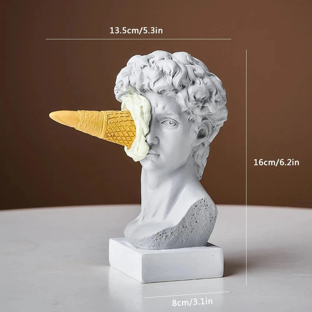 Escultura David de Sorvete Pós-moderno em Resina para Decoração Lenogue Mod. c