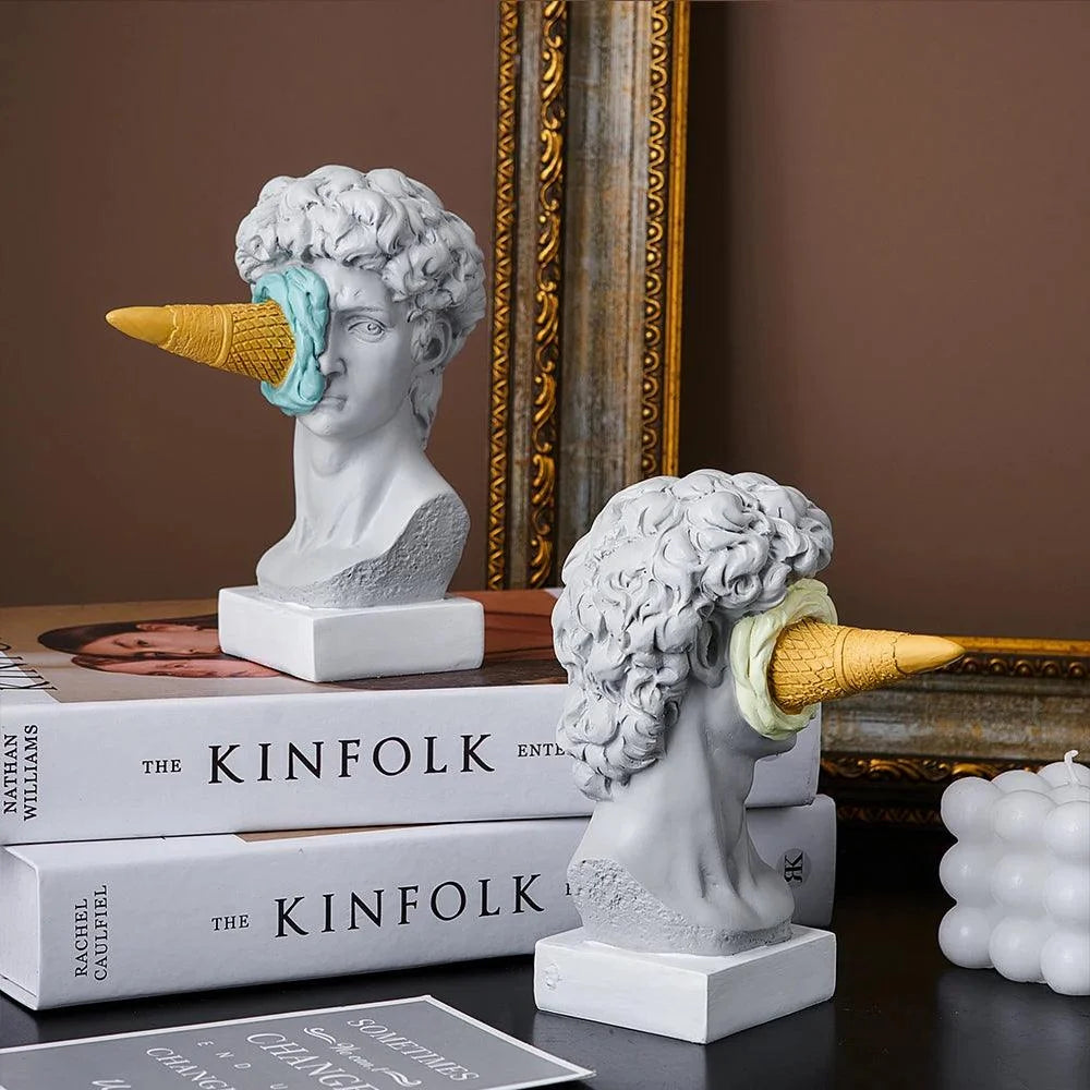 Escultura David de Sorvete Pós-moderno em Resina para Decoração Lenogue