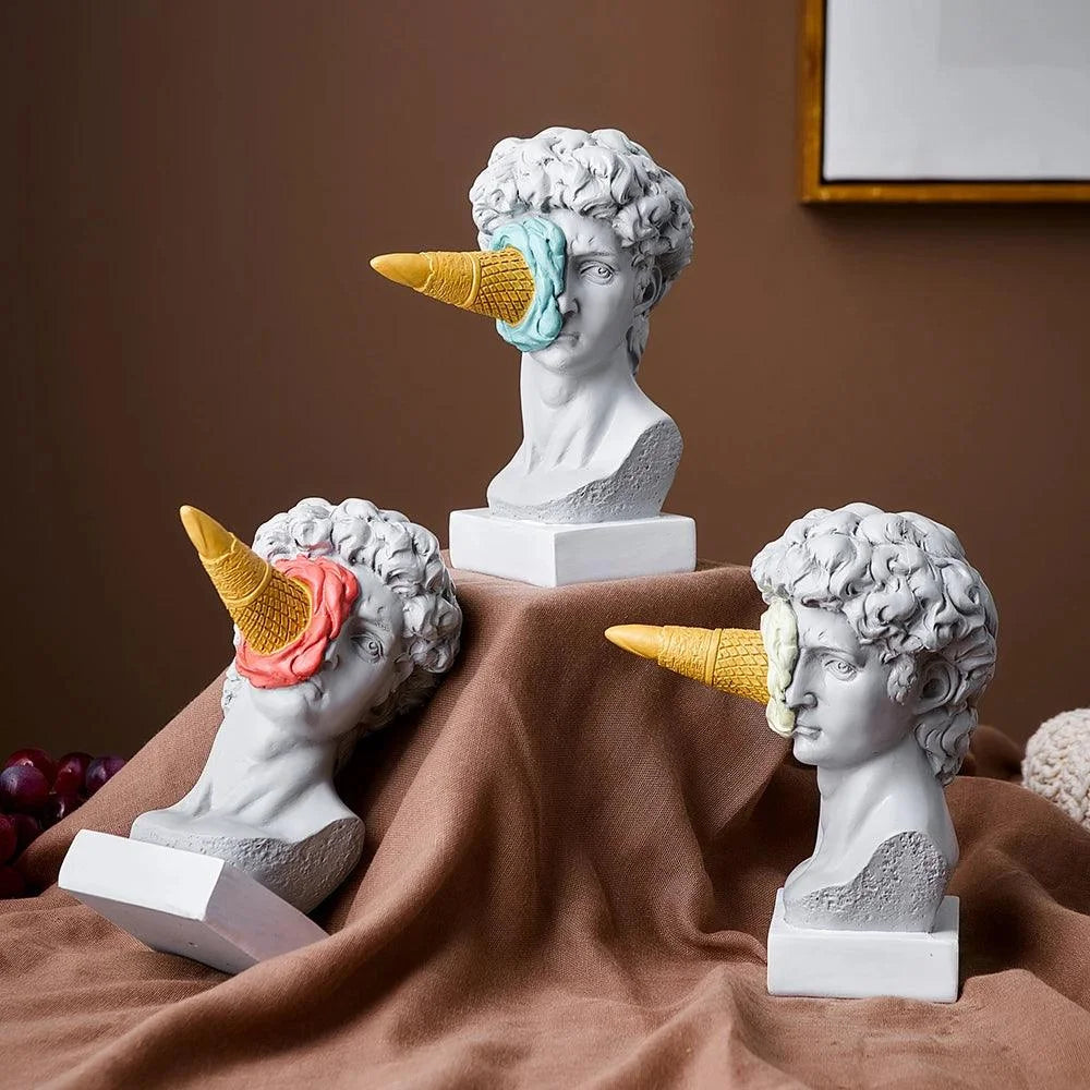 Escultura David de Sorvete Pós-moderno em Resina para Decoração Lenogue