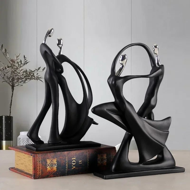 Escultura de Casal Dançando em Resina Estilo Nórdico para Sala Lenogue