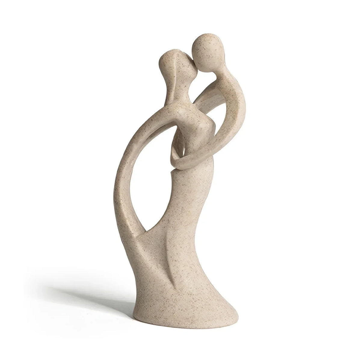 Escultura de Casal em Arenito Natural Feita à Mão para Sala Lenogue Bege