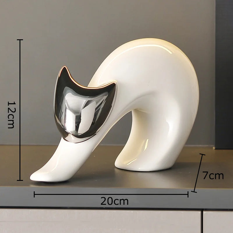 Escultura Felina Belle Design Abstrato Porcelana Lenogue