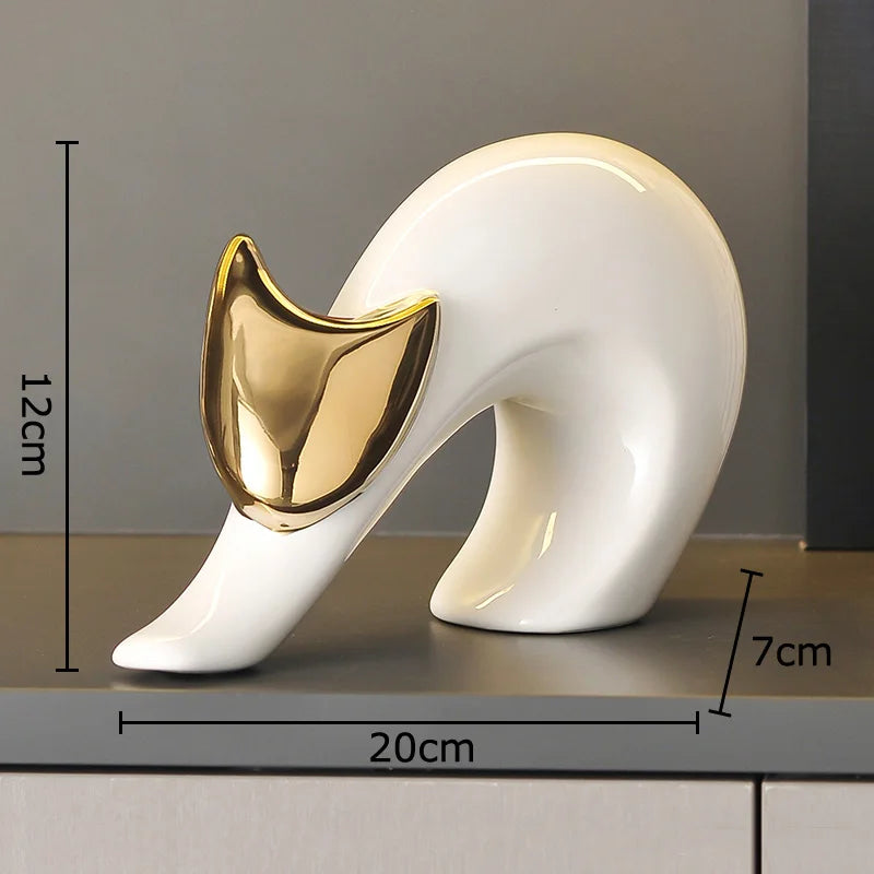 Escultura Felina Belle Design Abstrato Porcelana Lenogue