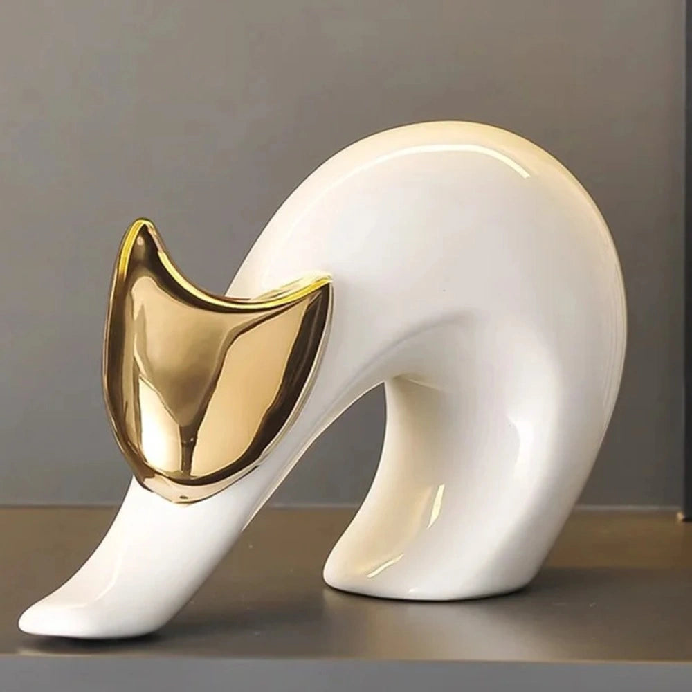 Escultura Felina Belle Design Abstrato Porcelana Lenogue
