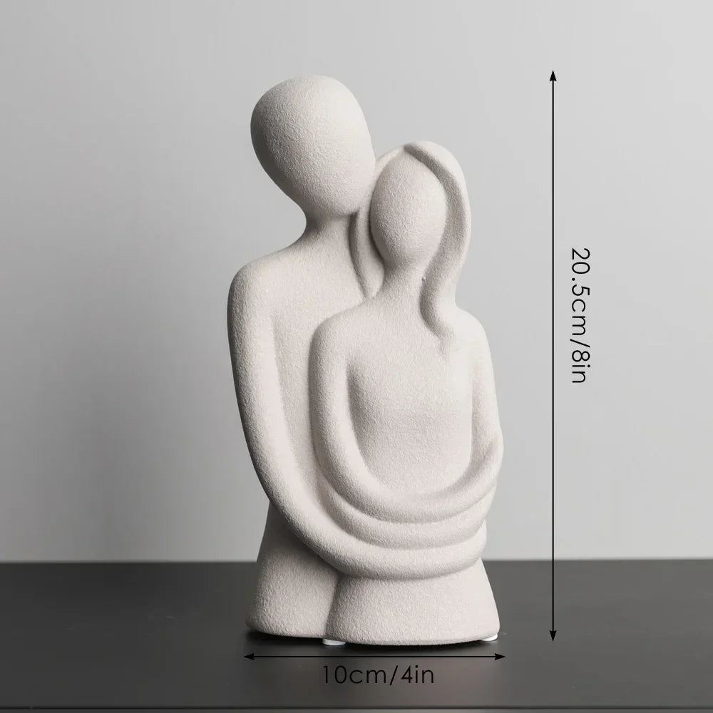 Escultura Nórdica de Casal Abstrato em Cerâmica Fosca Lenogue